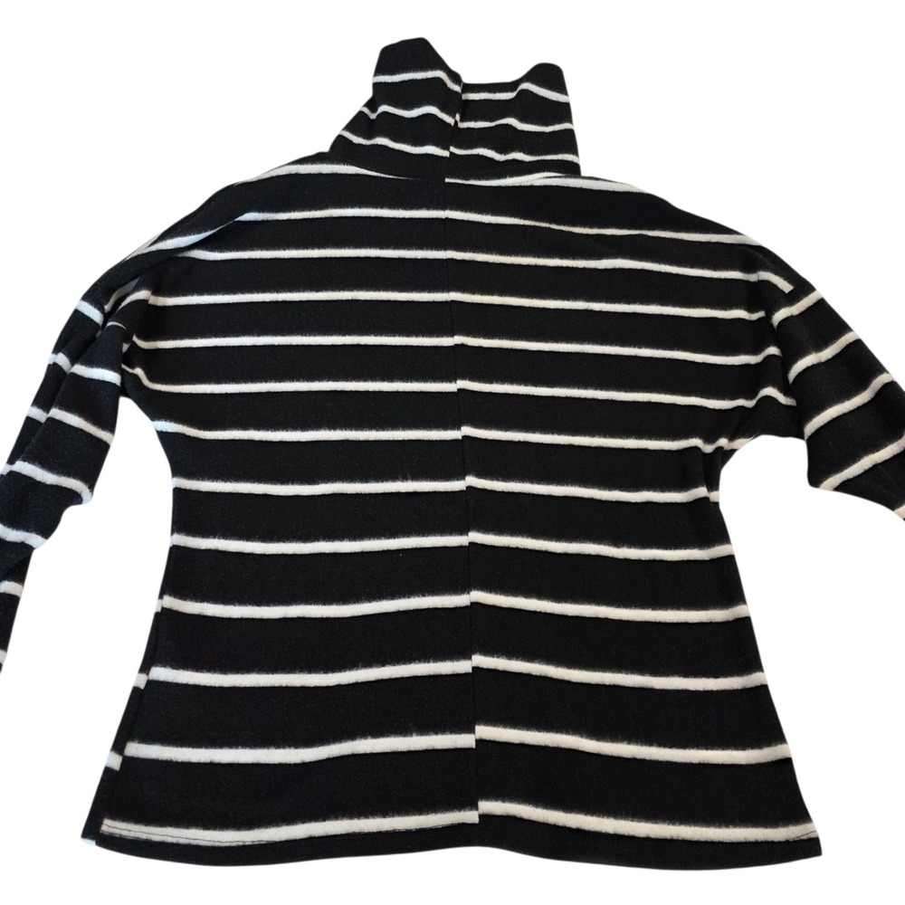 White Birch Womens Pullover Sweater Black White XL Knit Striped Turtle Neck Top